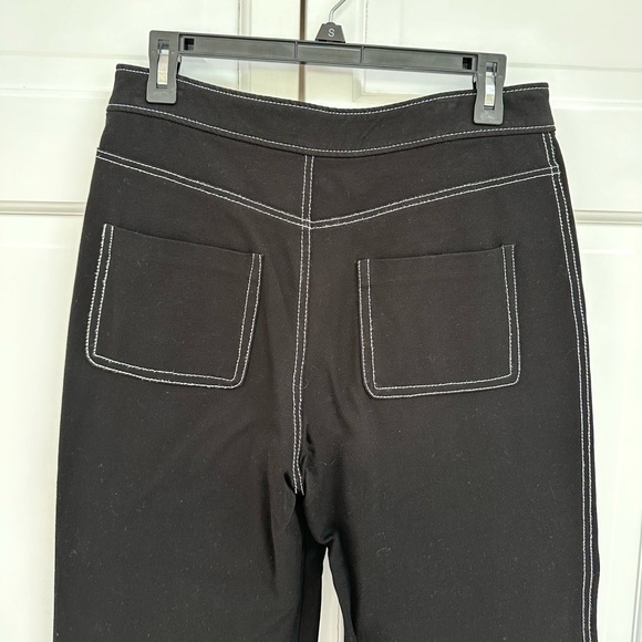 Zara Contrast Stitching Black Wide Leg Pants - Picture 4 of 11